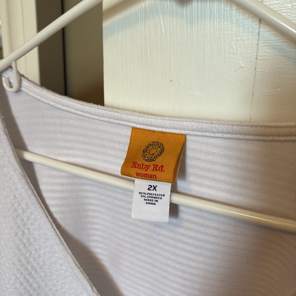 Ruby Rd White V-Neck Tie-Front Top - Picture 4 of 4